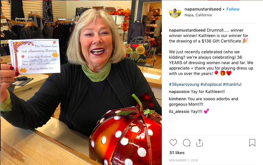 Mustard Seed on Instagram pulling the name of a prize winner